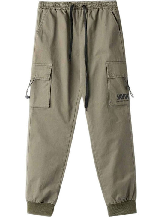 Παντελόνι cargo υφασμάτινο χακί Hashtag - Image 1