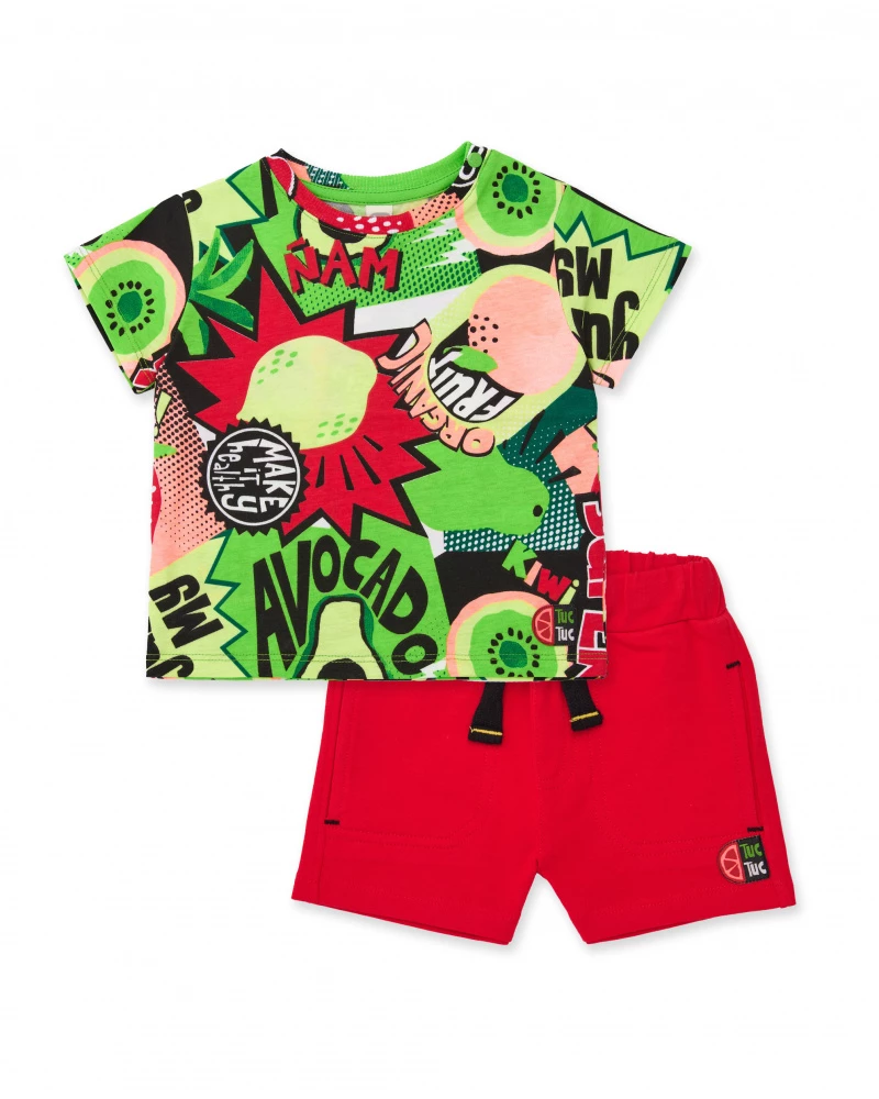 boys-knitted-set-with-comic-style Σετ σορτς αγόρι Tuc Tuc - Image 1