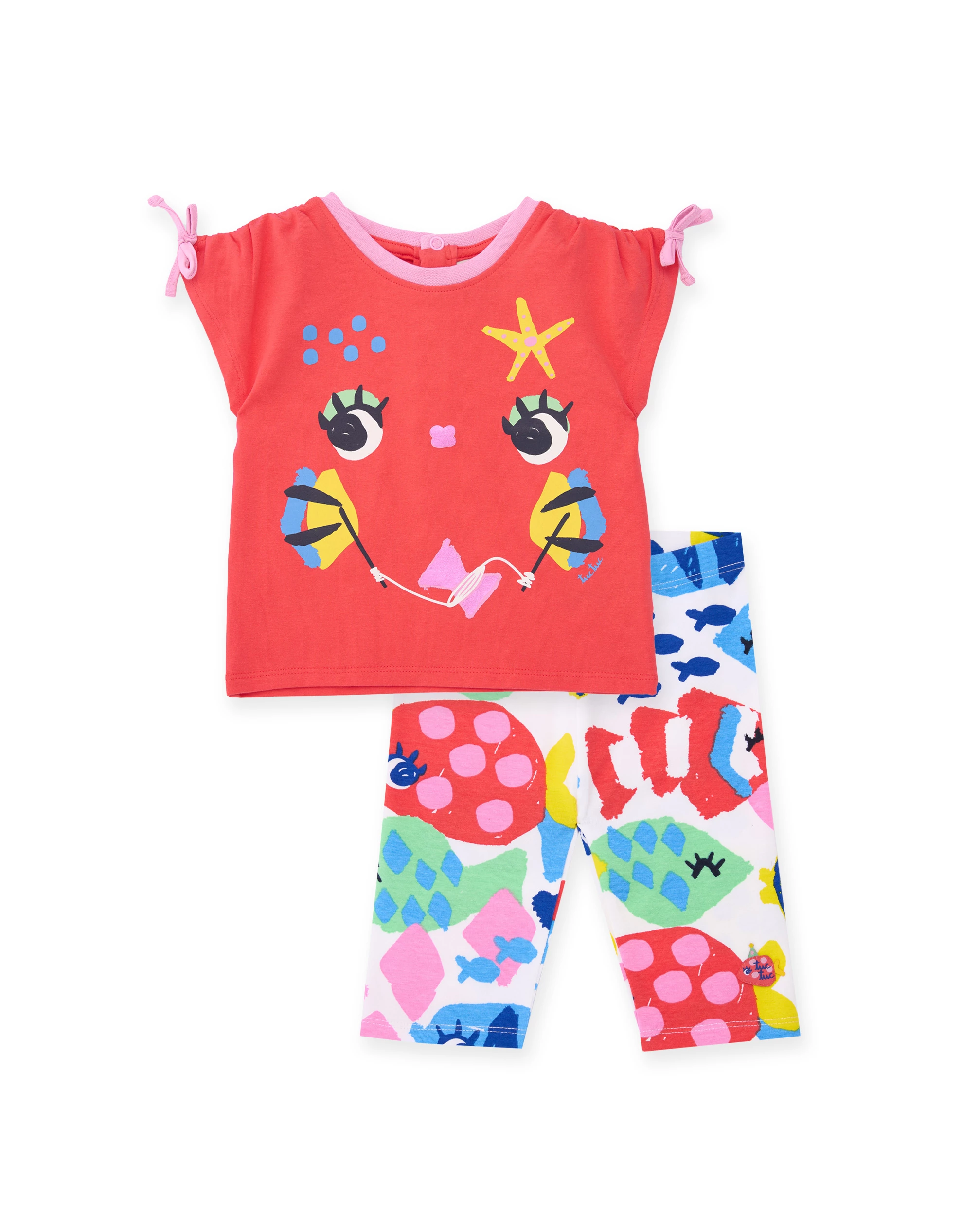 girls-knit-set-with-bows-on-the-sleeves Σετ κολάν biker κορίτσι Tuc tuc - Image 1