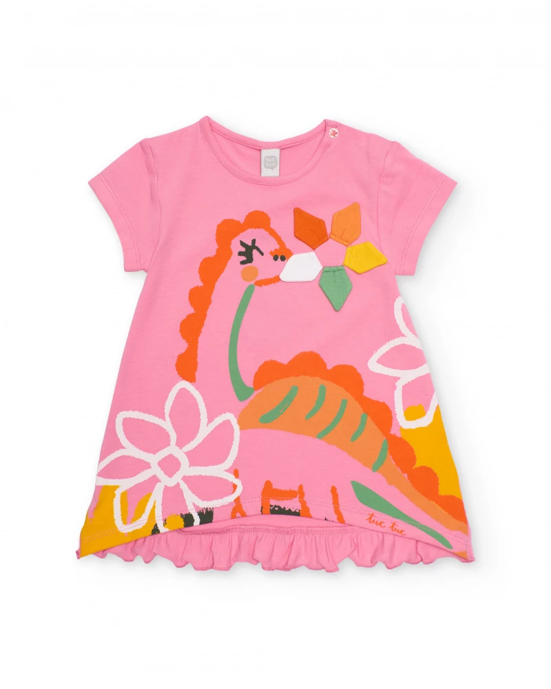 girls-knitted-dress-with-dinosaur-graphic Μπλουζοφόρεμα κορίτσι Tuc Tuc - Image 1