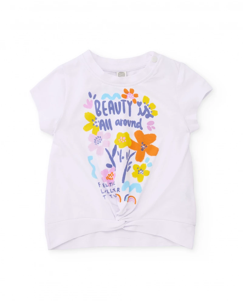 girls-knitted-t-shirt-with-decorative-knot Κοντομάνικη μπλούζα κορίτσι Tuc Tuc - Image 1