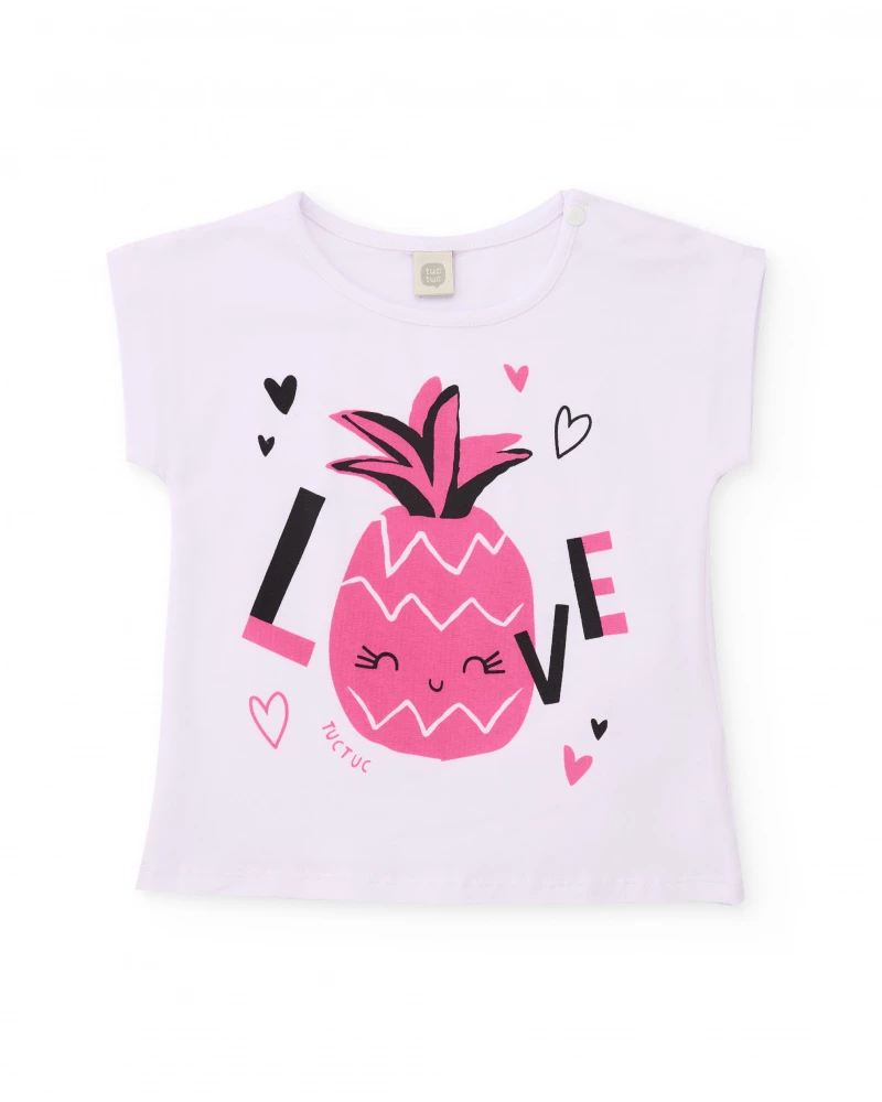 girls-knitted-t-shirt-with-pineapple-graphic Κοντομάνικη μπλούζα κορίτσι Tuc Tuc - Image 1
