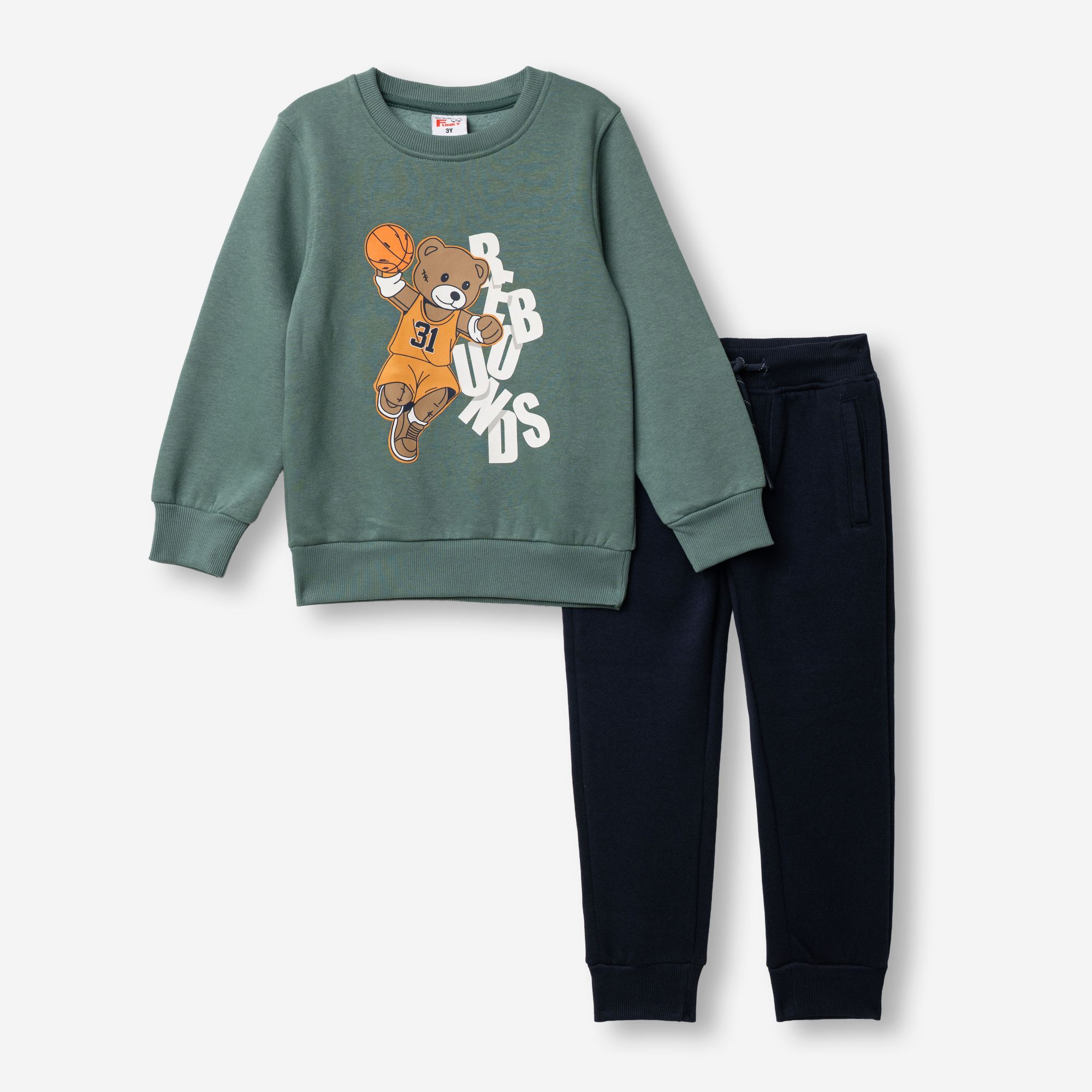 227-317128-1 Σετ φούτερ φόρμες αγόρι πράσινο For Funky kids - Image 1